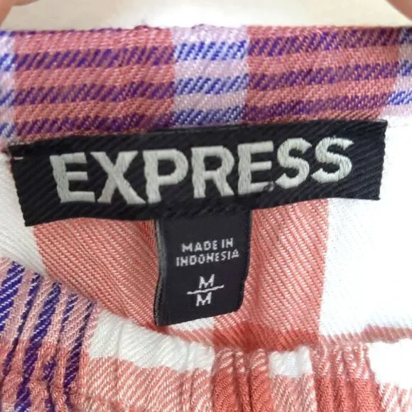 Women's Express Purple and Pink Off-the-Shoulder Flutter Sleeve Blouse, Size M - Picture 2 of 6